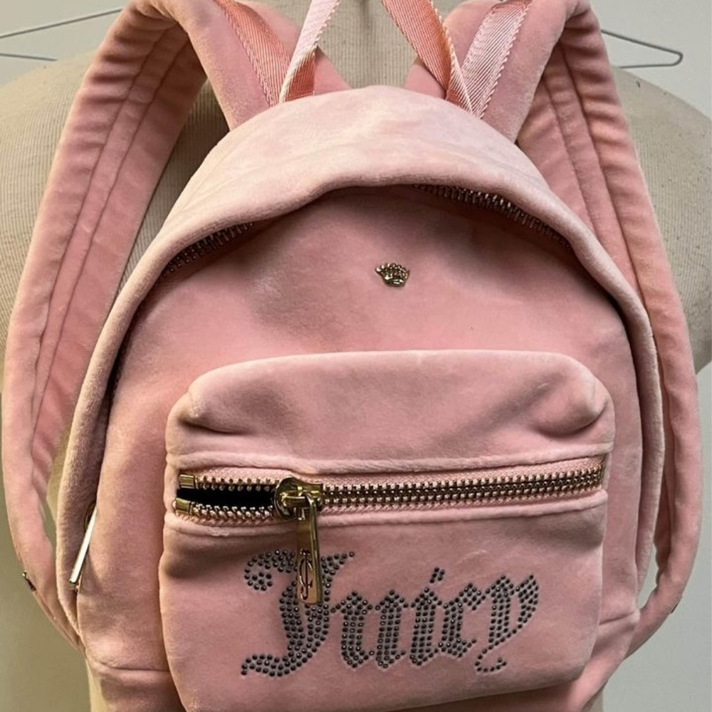 baby pink velvet Juicy Couture backpack